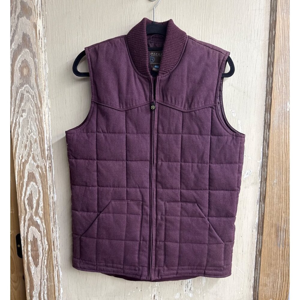 Roper Womens Quilted Zip-Up Vest XL Purple Burgundy Western Style Cotton Blend